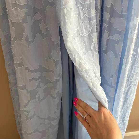 Lulus Sweet Sophistication Light Blue Burnout Floral Maxi Dress Size XL Formal - Picture 9 of 10